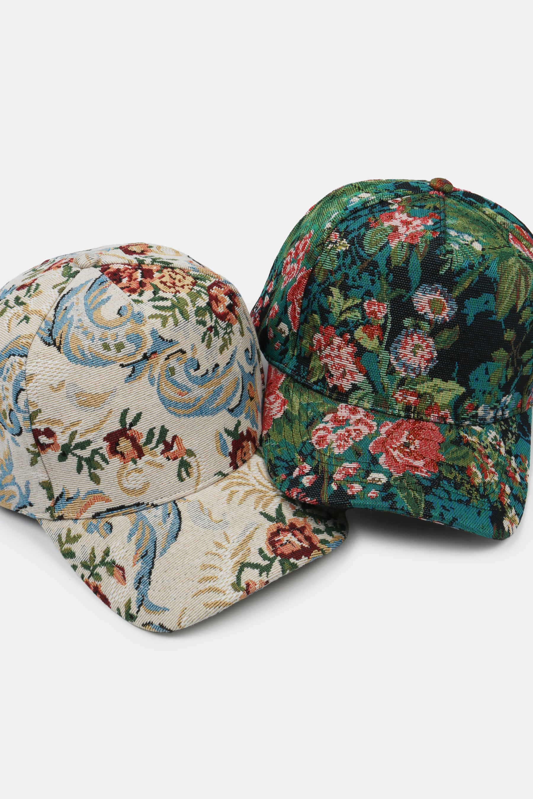 Floral Print in Brocade 5 Panel Baseball Cap – David and Young