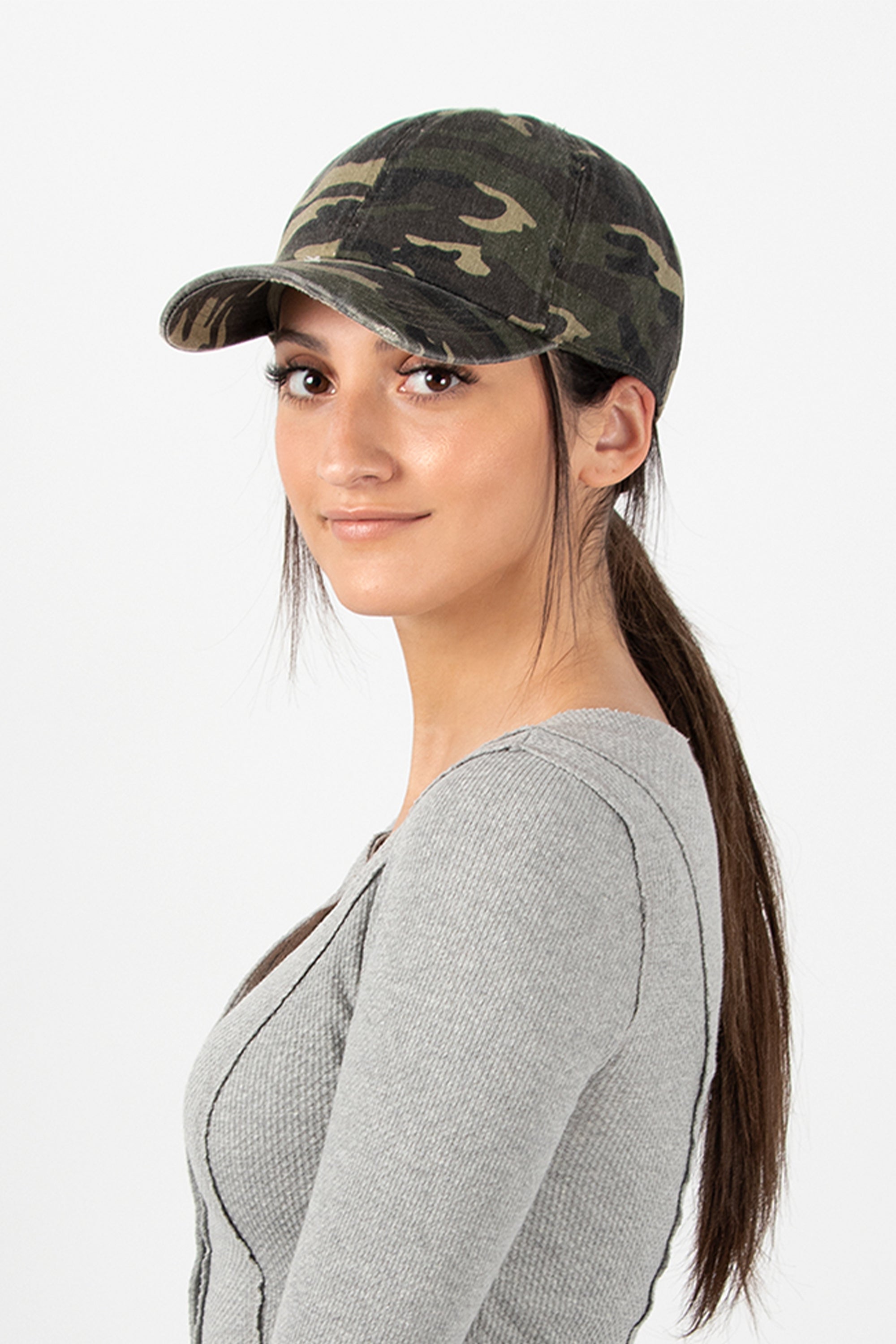 Distressed Camo Baseball Cap – David and Young Wholesale