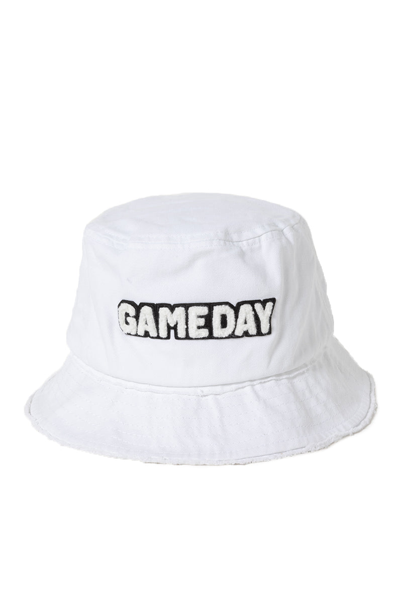 LBU2935 - Game day Chenille Patch Distressed Cotton Bucket hat