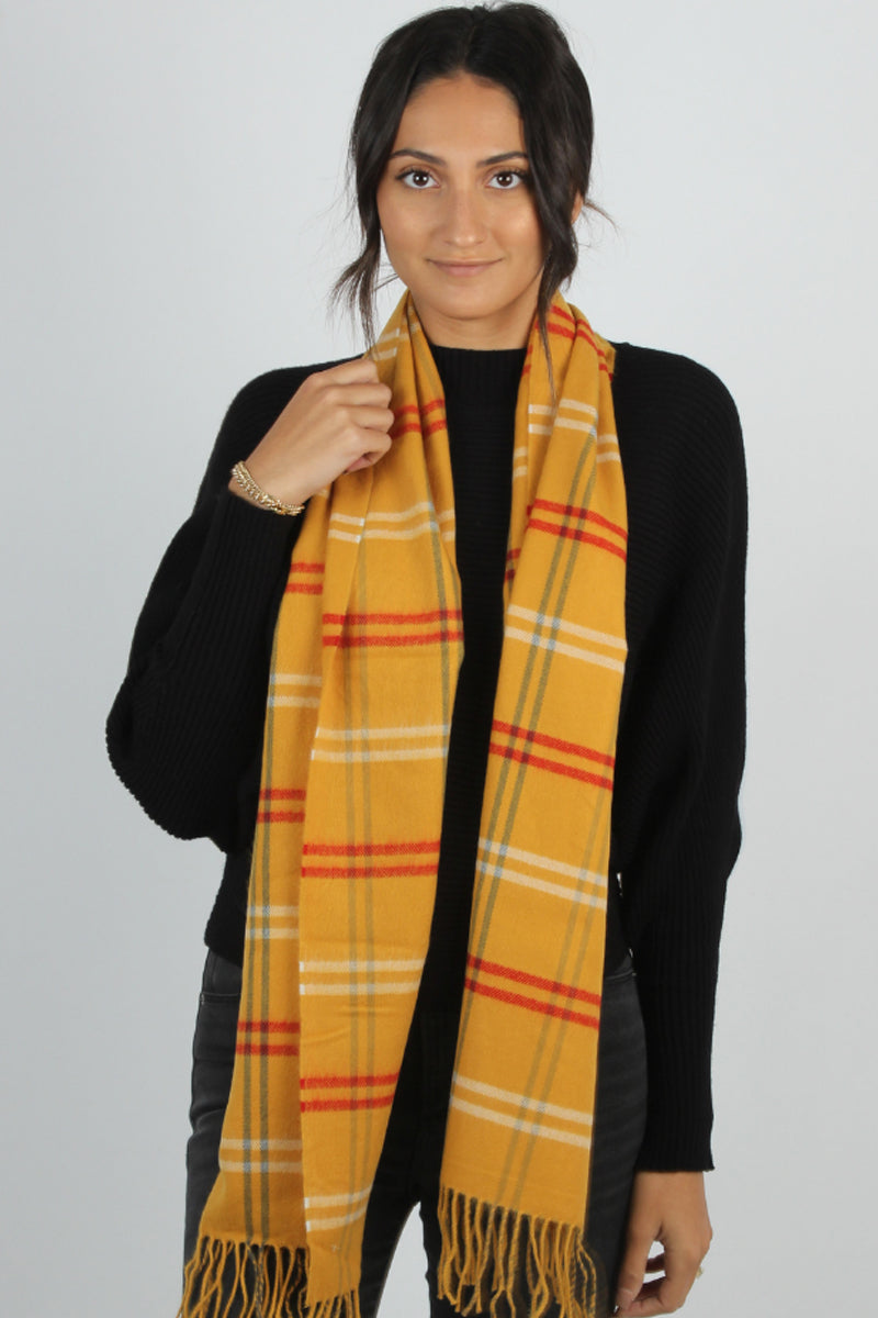 Mustard yellow plaid sale scarf