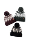 ABB1826 - BLESSED JACQUARD KNIT BEANIE WITH SELF POM