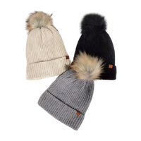 FSBB576 - Chenille beanie with sherpa lining and faux fur pom