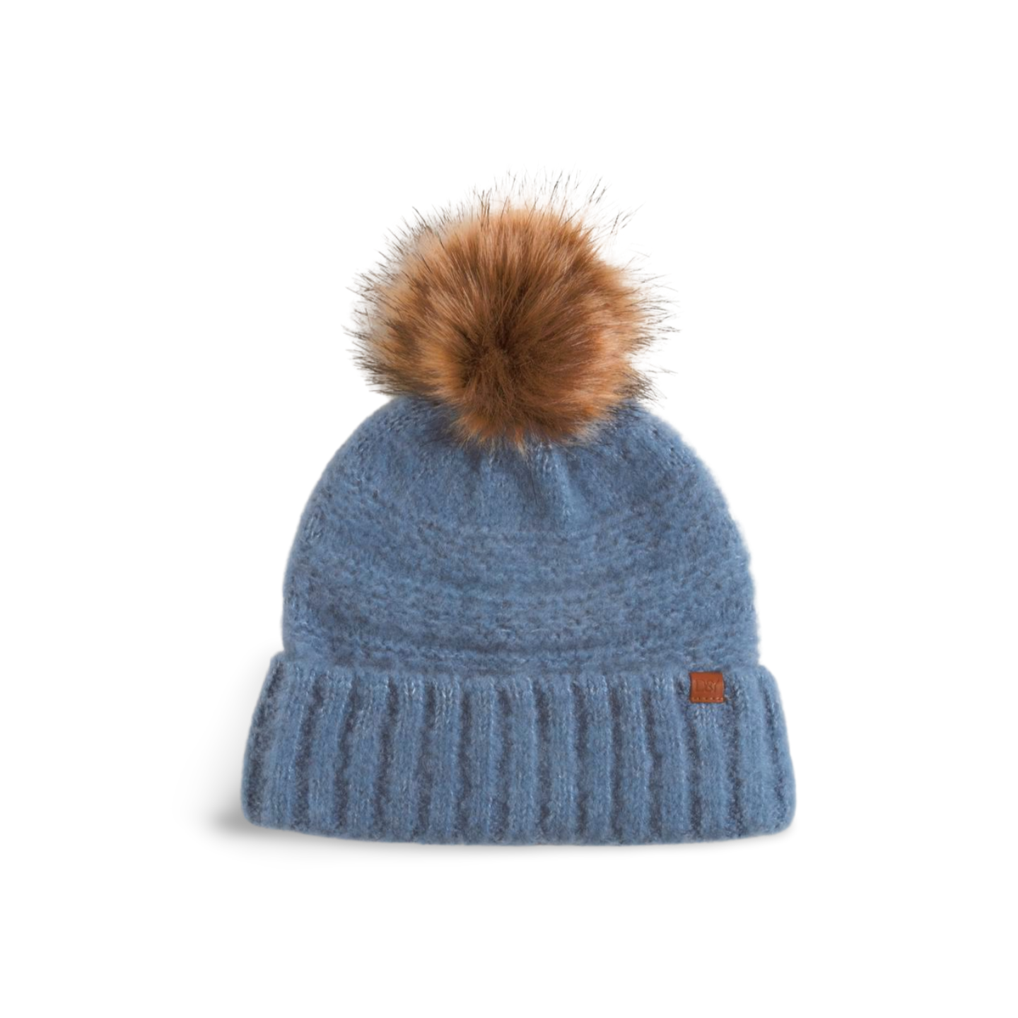 Boucle Beanie with Faux Fur Tipped Dyed Pom