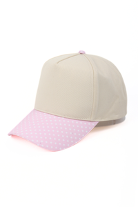 Polka Dot Printed Brim 5-Panel Two-Tone Cap