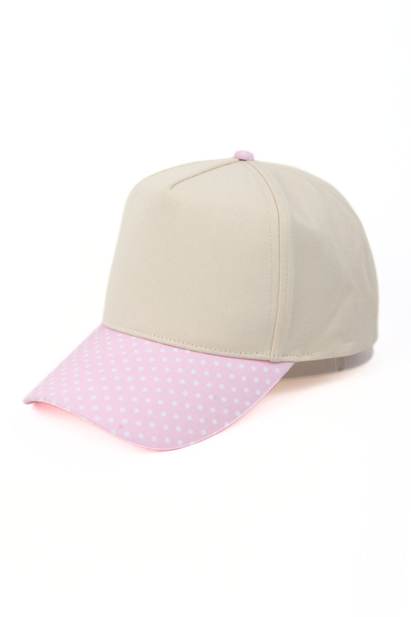 Polka Dot Printed Brim 5-Panel Two-Tone Cap
