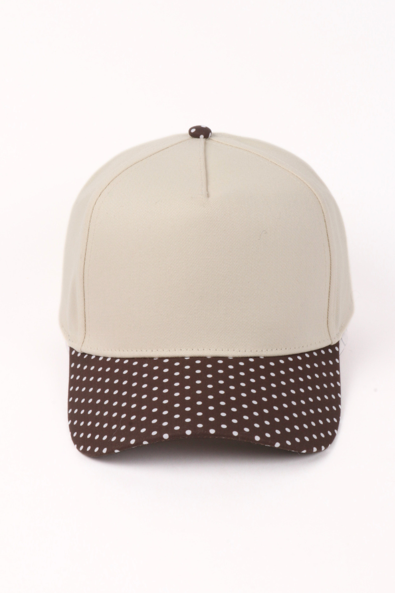 Polka Dot Printed Brim 5-Panel Two-Tone Cap