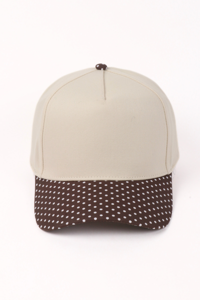 Polka Dot Printed Brim 5-Panel Two-Tone Cap