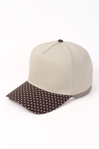 Polka Dot Printed Brim 5-Panel Two-Tone Cap