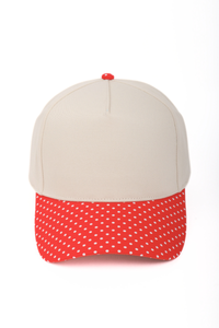 Polka Dot Printed Brim 5-Panel Two-Tone Cap