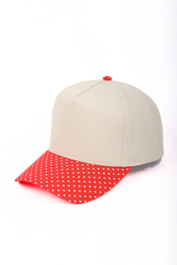 Polka Dot Printed Brim 5-Panel Two-Tone Cap