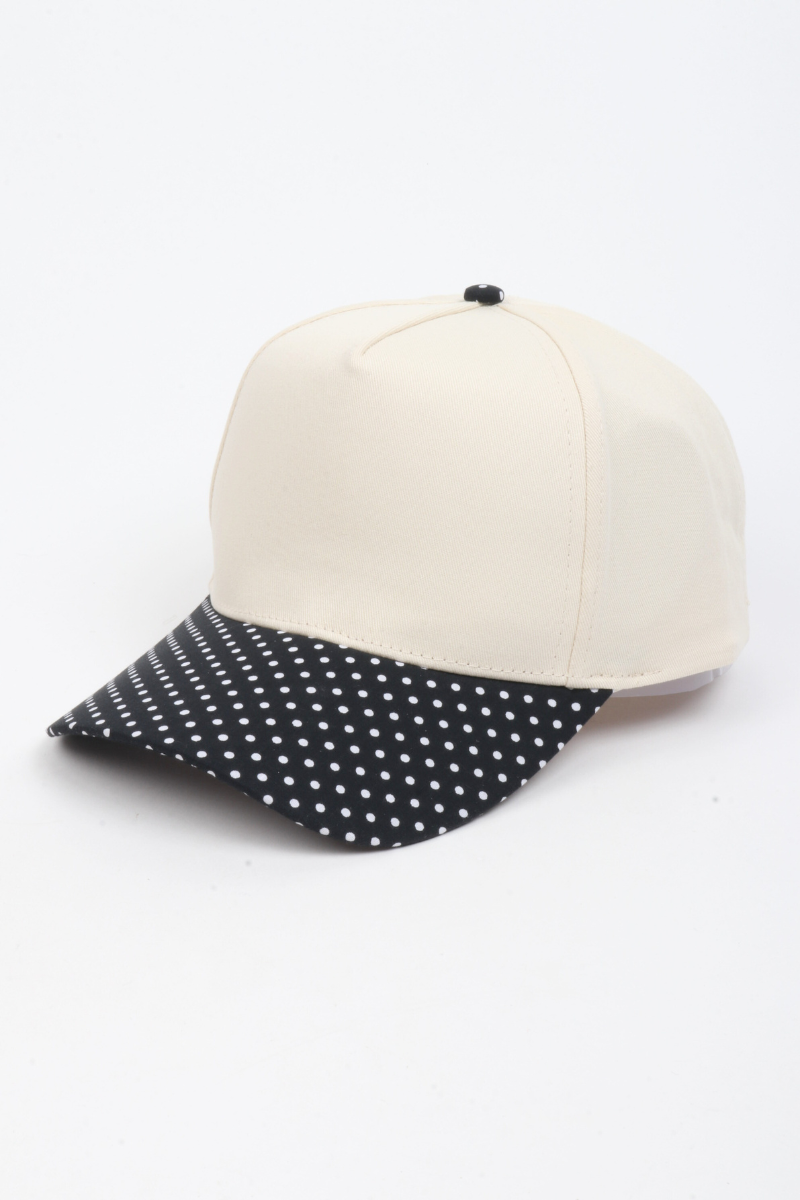 Polka Dot Printed Brim 5-Panel Two-Tone Cap
