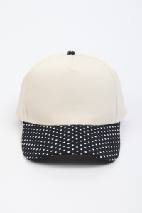 Polka Dot Printed Brim 5-Panel Two-Tone Cap