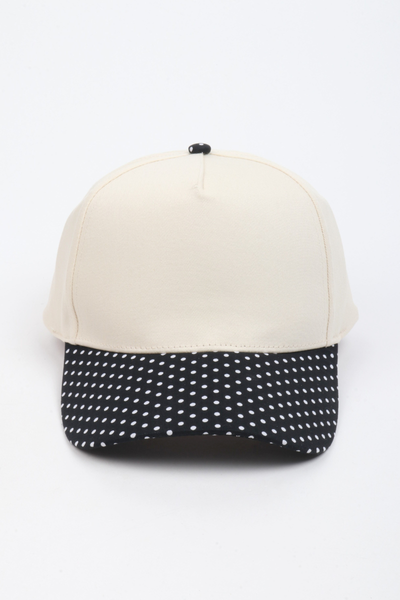 Polka Dot Printed Brim 5-Panel Two-Tone Cap