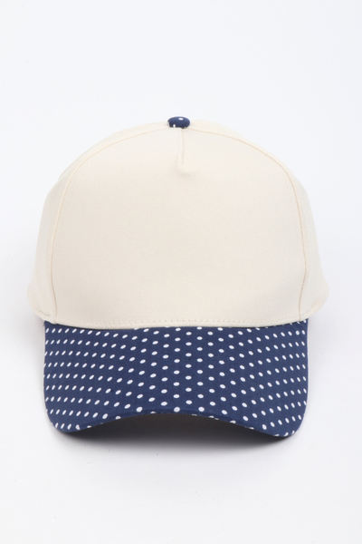 Polka Dot Printed Brim 5-Panel Two-Tone Cap