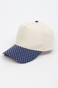 Polka Dot Printed Brim 5-Panel Two-Tone Cap