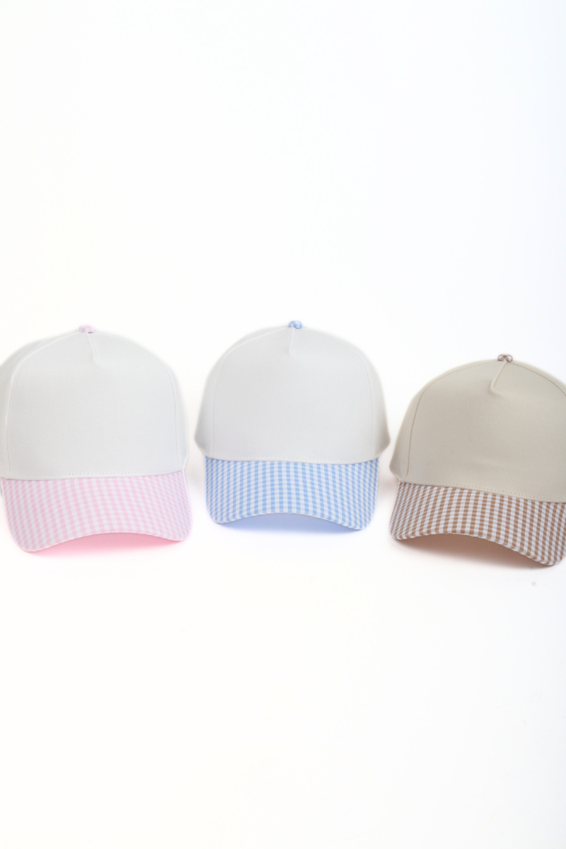 GINGHAM Print Brim Two Tone 5 Panel Cap