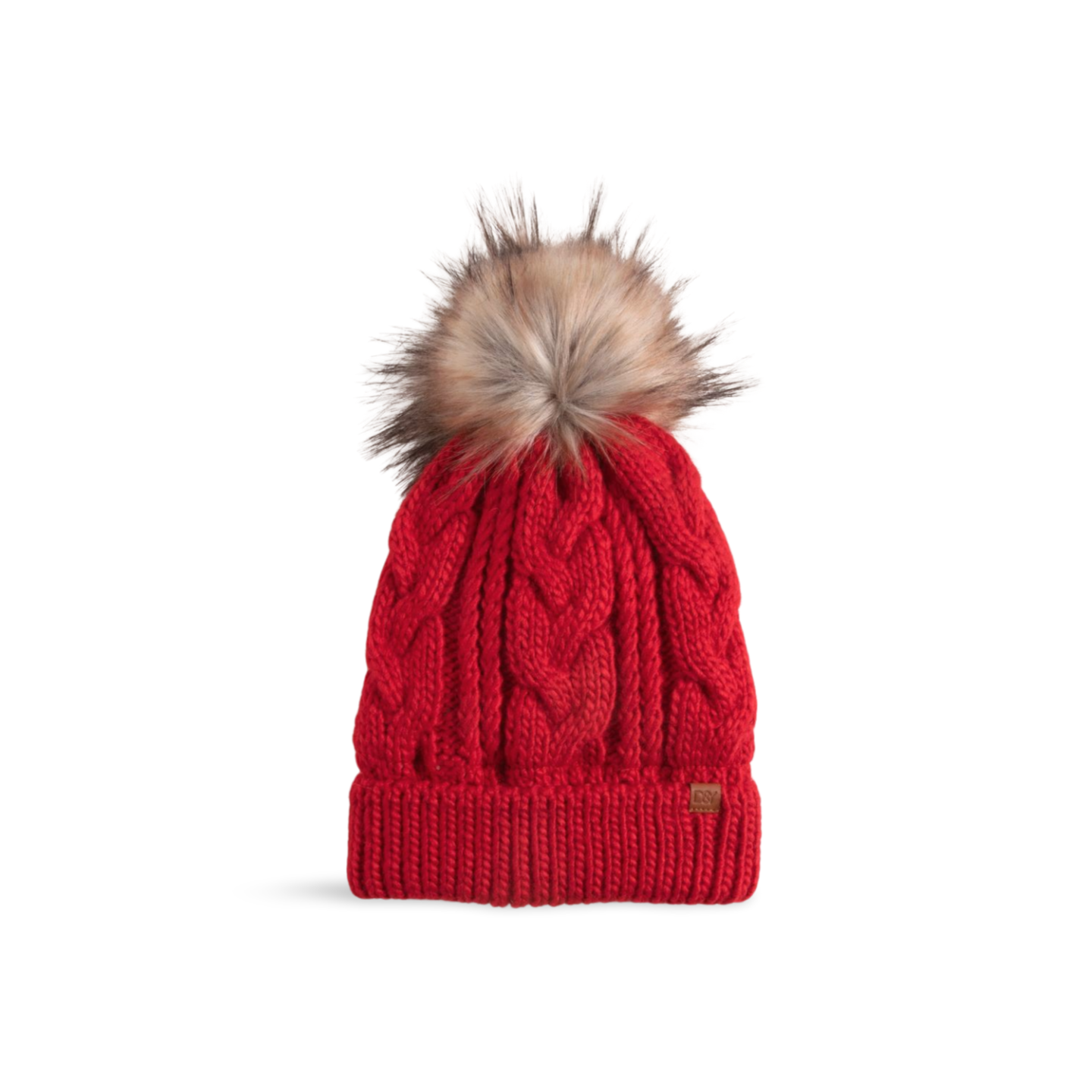 FSBB09061 - CABLE KNIT BEANIE WITH FAUX FUR POM AND SHERPA LINING