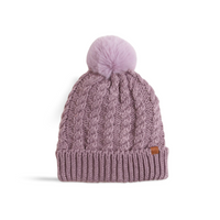 FSBB3041 - Braided Knit beanie with sherpa lining and Faux pom