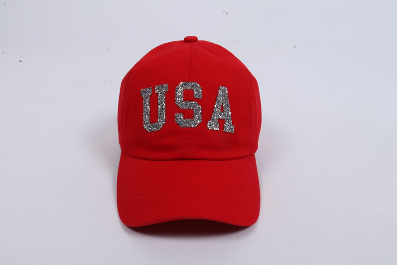 FWCAP2010 - USA BLING STONES BASEBALL CAP WITH ADJUSTABLE CLOSURE