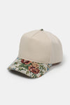 Floral Print Brim in Brocade 5 Panel Two-Tone Baseball Cap