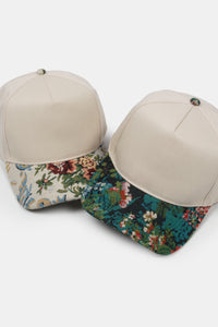 Floral Print Brim in Brocade 5 Panel Two-Tone Baseball Cap