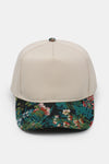 Floral Print Brim in Brocade 5 Panel Two-Tone Baseball Cap