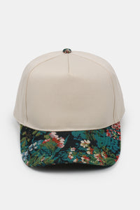 Floral Print Brim in Brocade 5 Panel Two-Tone Baseball Cap
