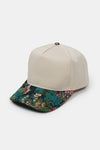 Floral Print Brim in Brocade 5 Panel Two-Tone Baseball Cap