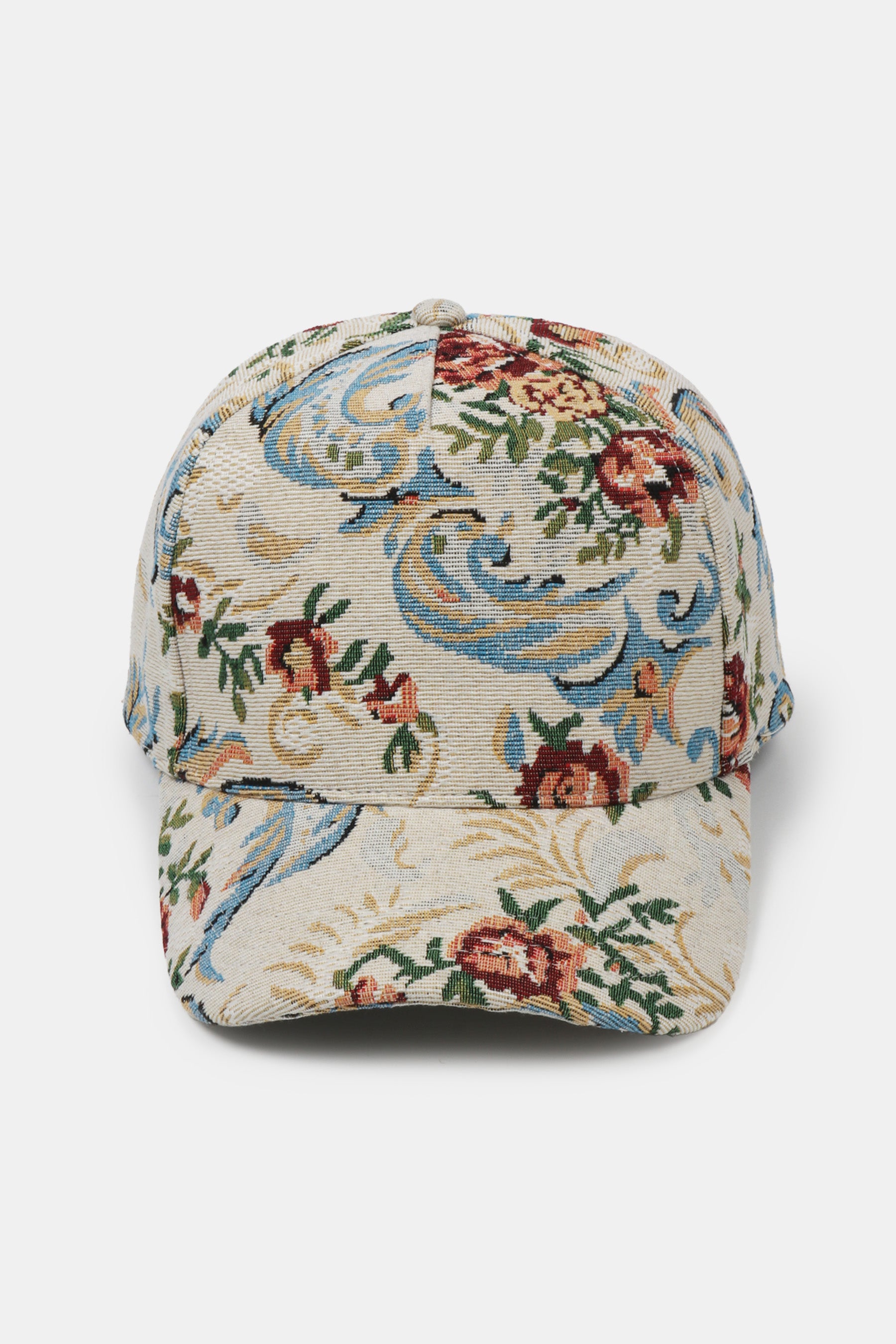 Floral Print in Brocade 5 Panel Baseball Cap – David and Young