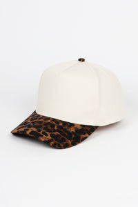 Leopard Print Brim 5 Panel Two-Tone Baseball Cap