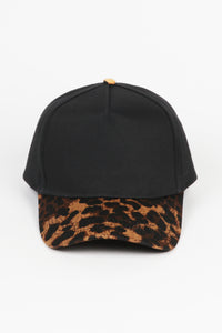 Leopard Print Brim 5 Panel Two-Tone Baseball Cap