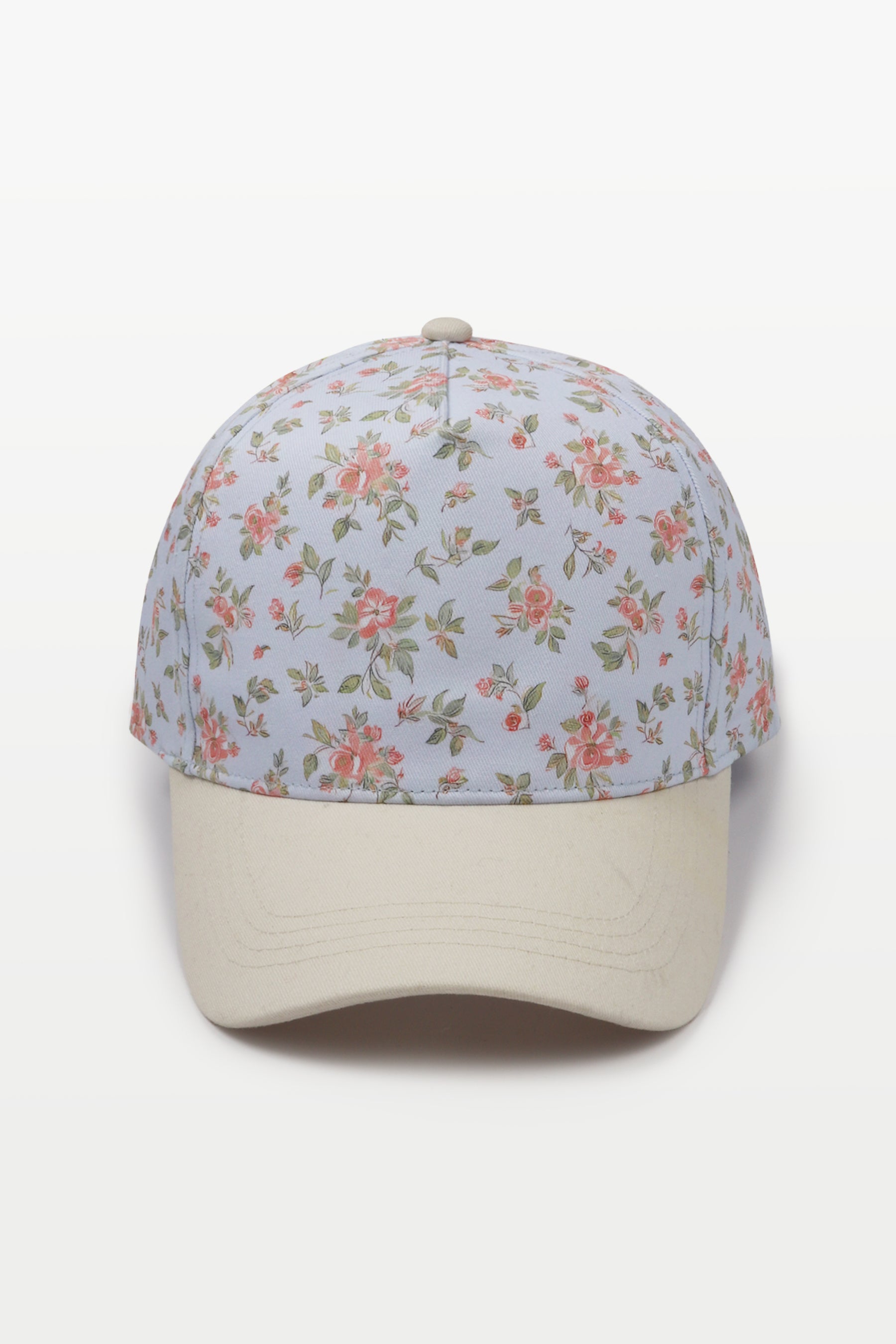 Floral Print Brim Two-Tone Baseball Cap