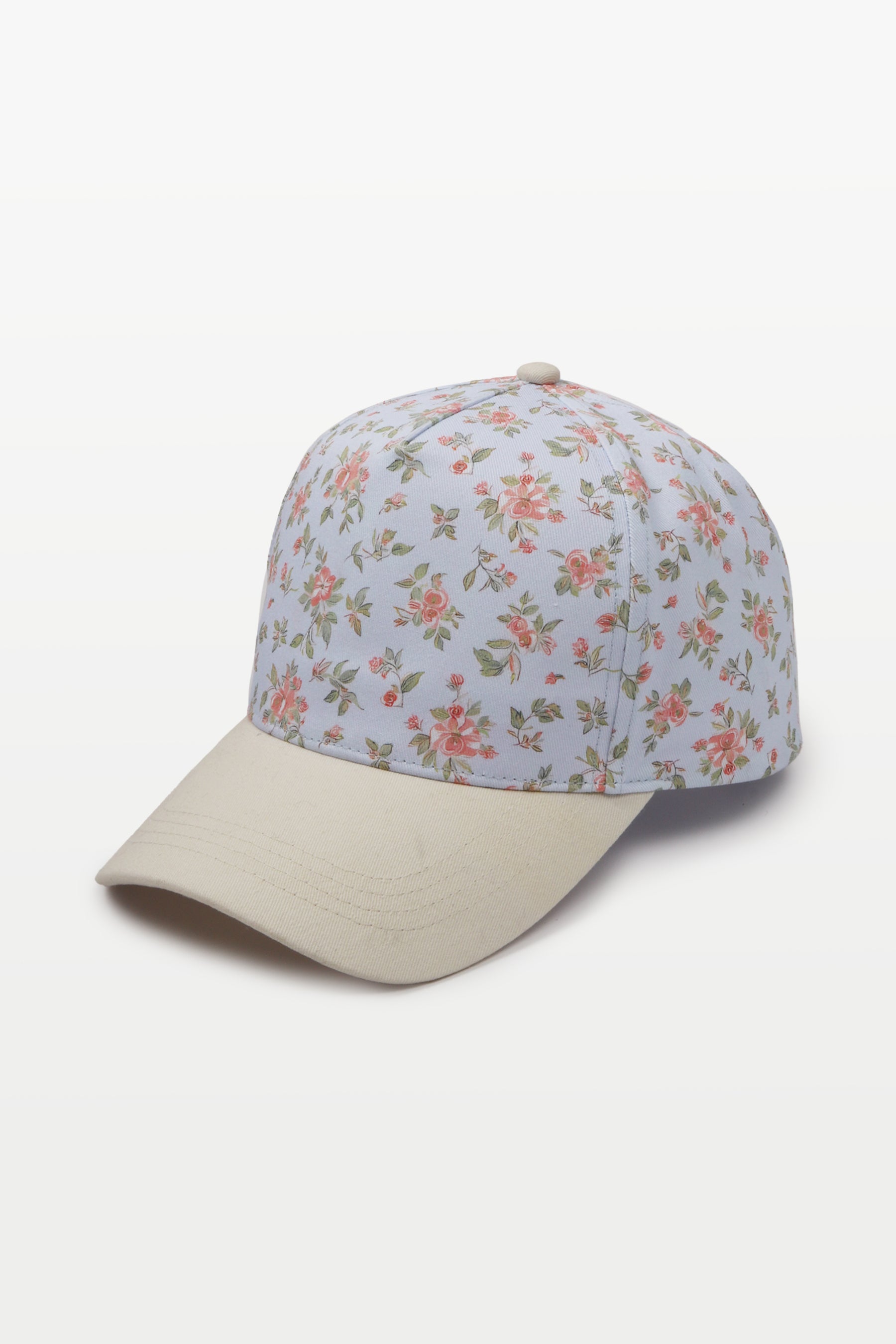 Floral Print Brim Two-Tone Baseball Cap