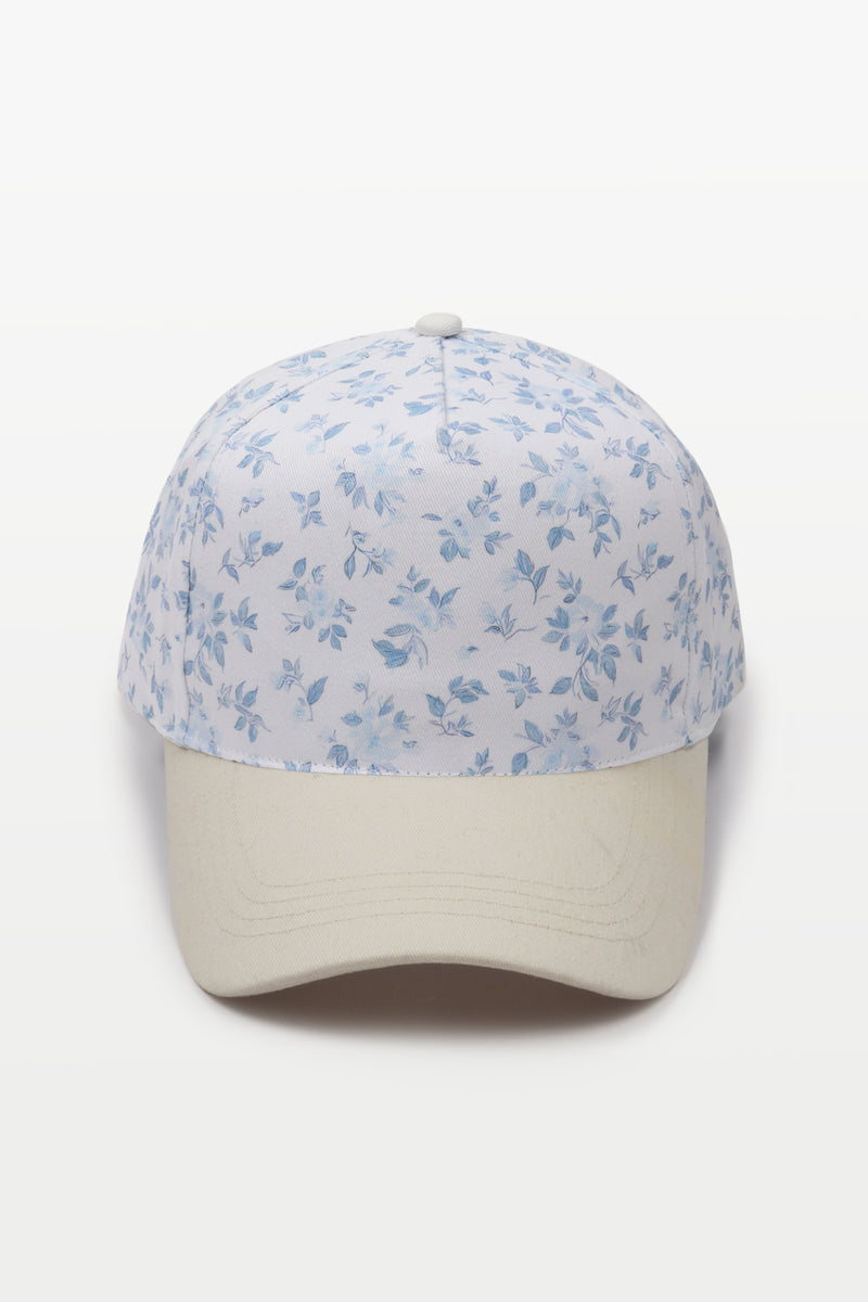 Floral Print Brim Two-Tone Baseball Cap