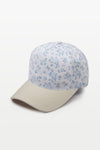 Floral Print Brim Two-Tone Baseball Cap