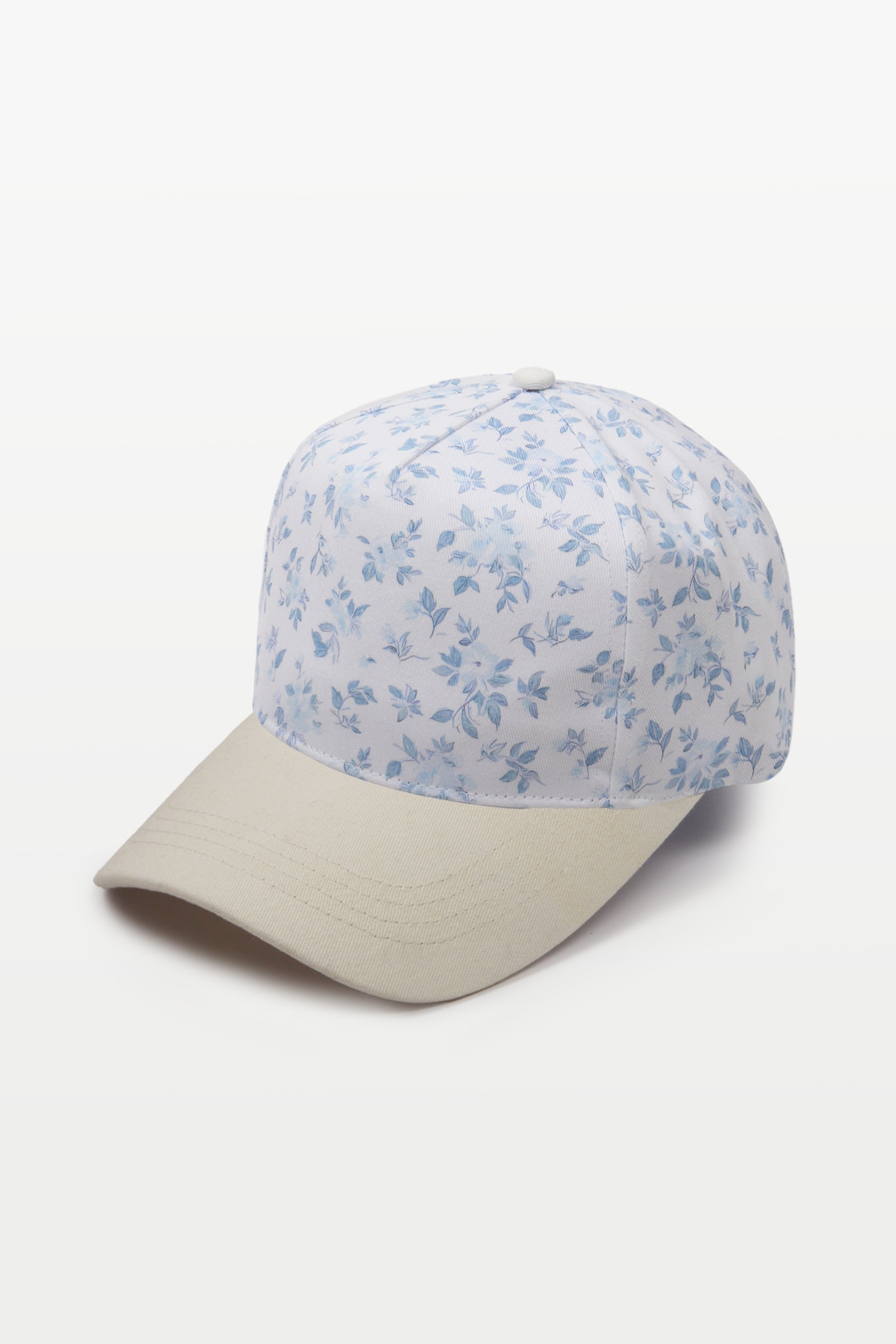 Floral Print Brim Two-Tone Baseball Cap