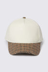 5 Panel Corduroy Baseball Cap with Plaid Brim