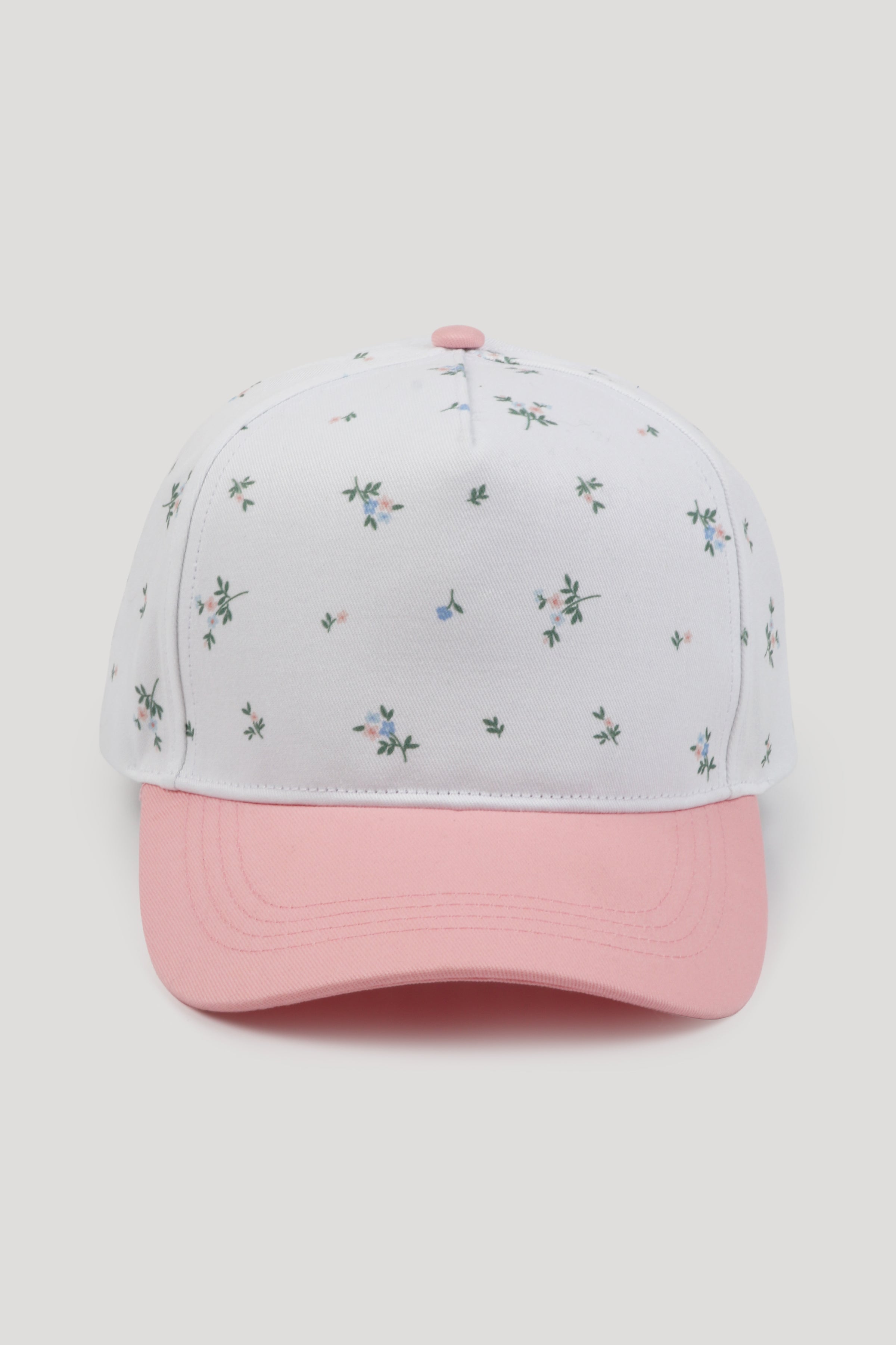 Floral Print Two Tone 5 Panel Cap