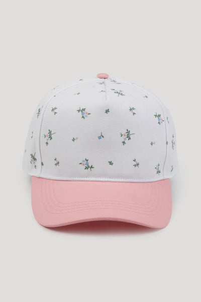 Floral Print Two Tone 5 Panel Cap