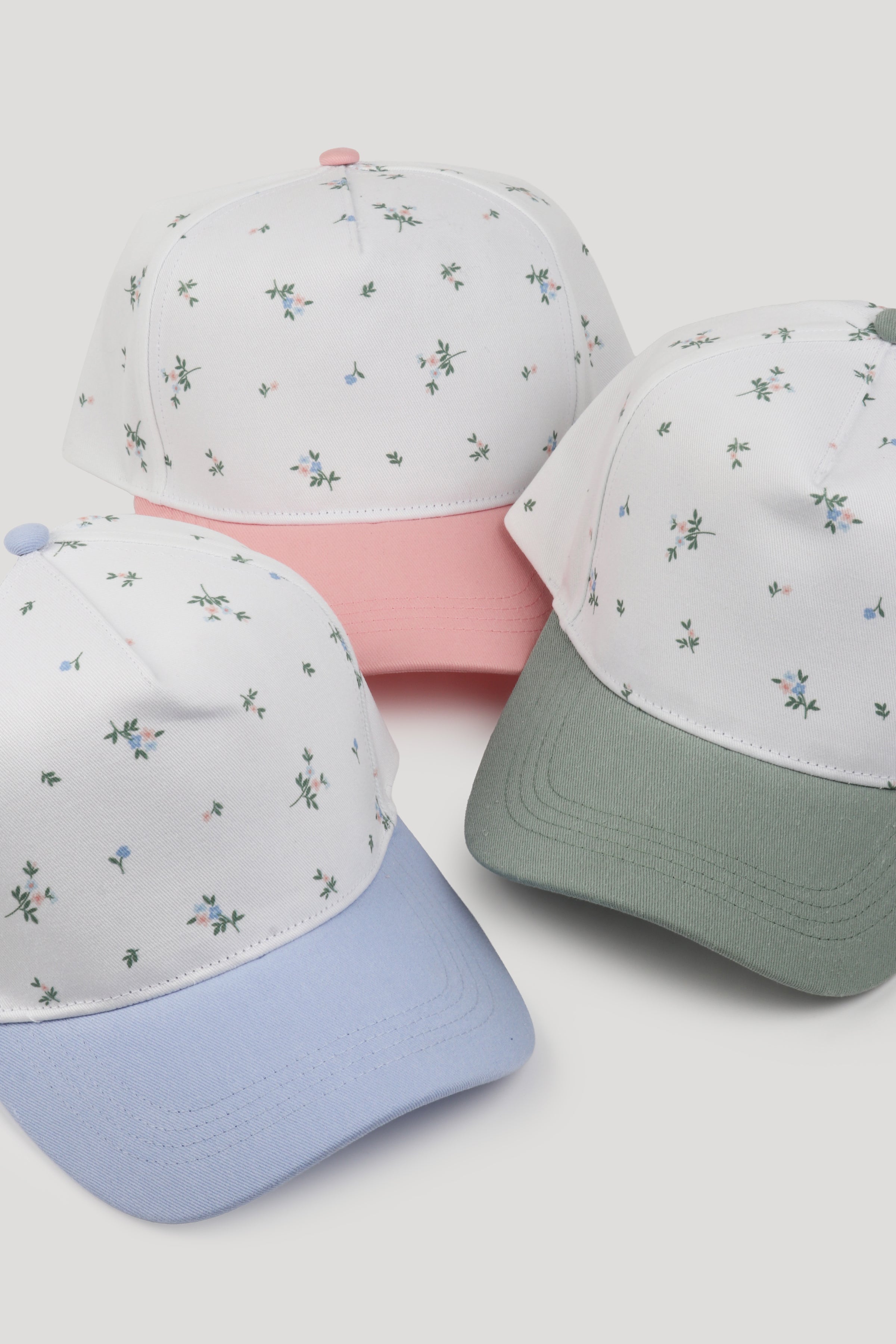 Floral Print Two Tone 5 Panel Cap