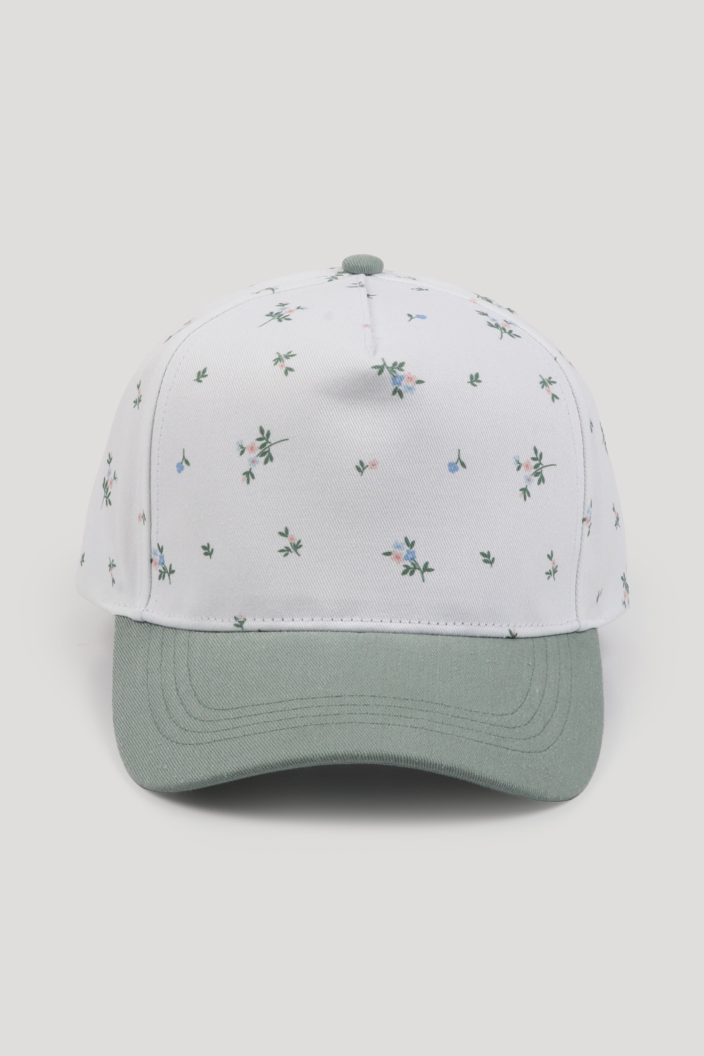 Floral Print Two Tone 5 Panel Cap