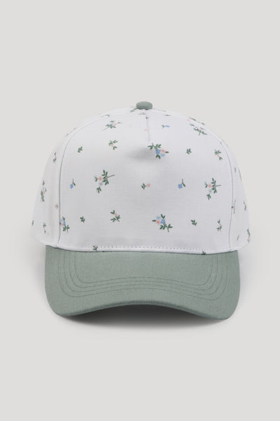 Floral Print Two Tone 5 Panel Cap