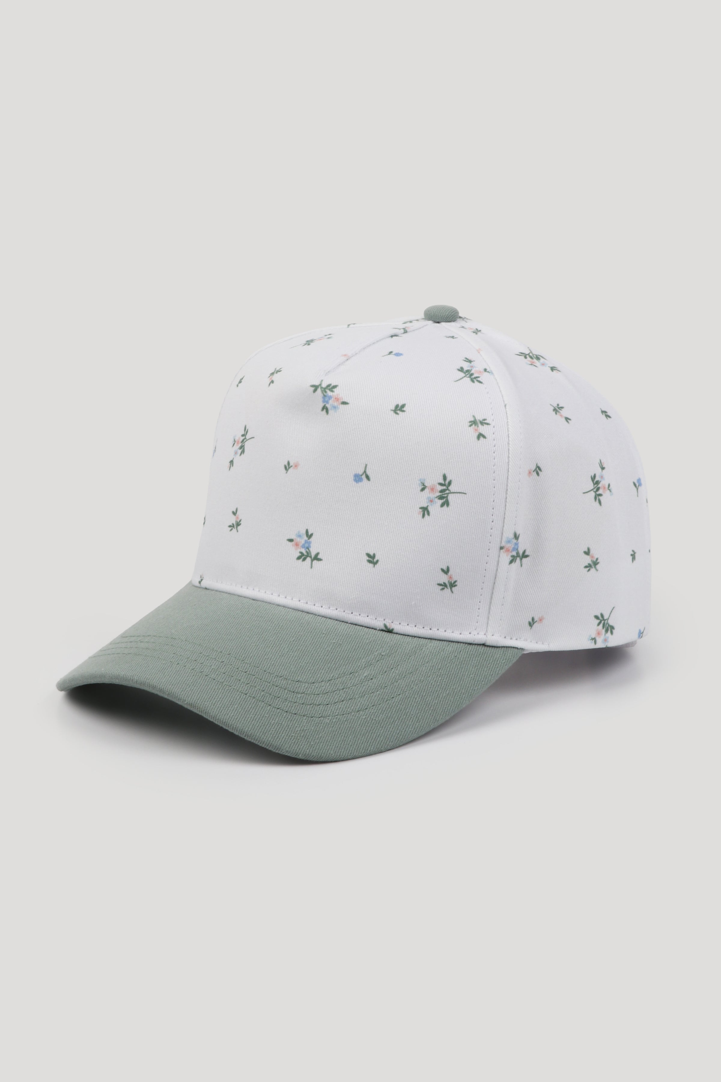 Floral Print Two Tone 5 Panel Cap