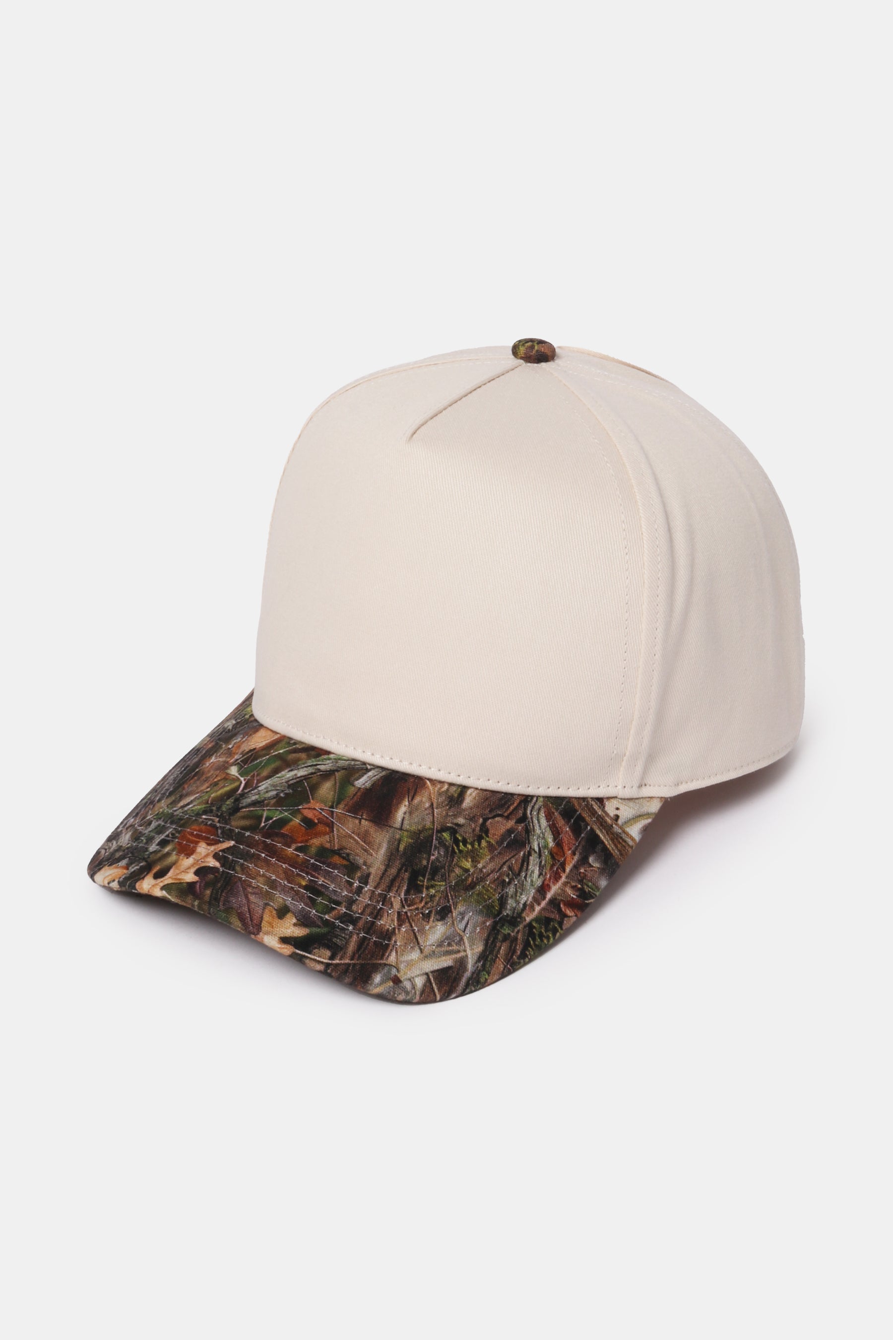 Camo Print Brim 5 Panel Two-Tone Baseball Cap – David and