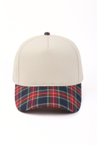 Plaid Brim Two Tone 5 Panel Cap
