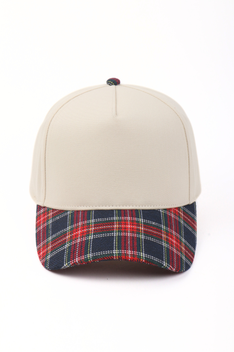 Plaid Brim Two Tone 5 Panel Cap