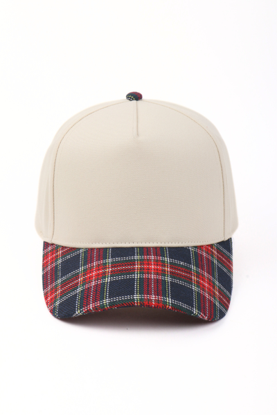 Plaid Brim Two Tone 5 Panel Cap