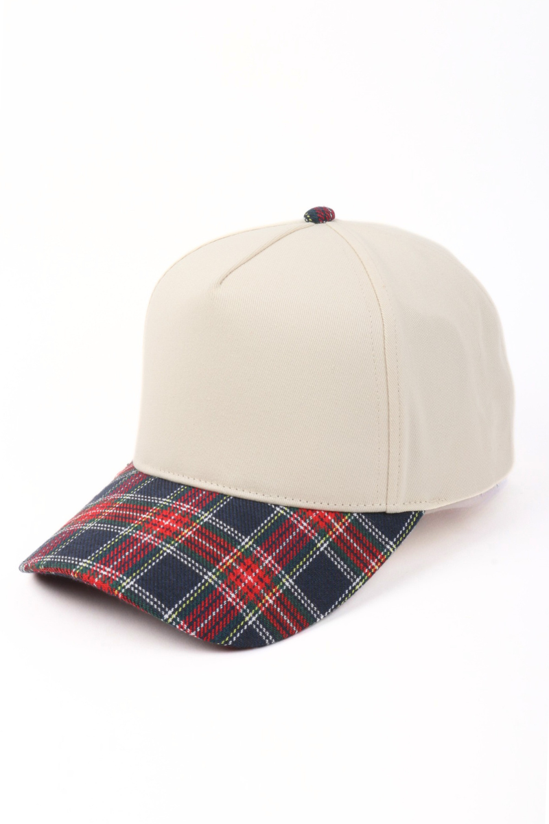 Plaid Brim Two Tone 5 Panel Cap