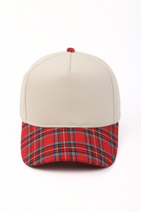 Plaid Brim Two Tone 5 Panel Cap