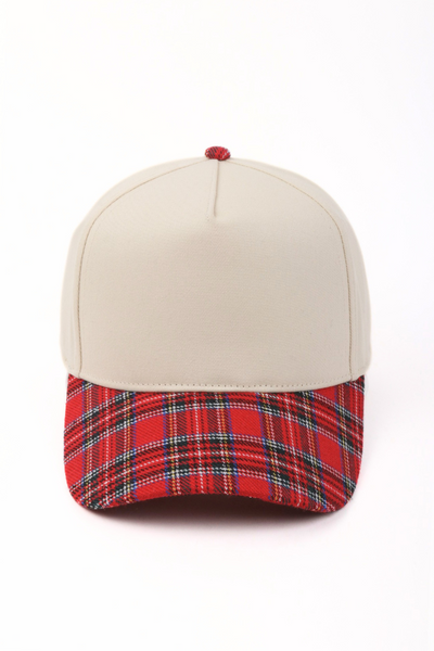 Plaid Brim Two Tone 5 Panel Cap